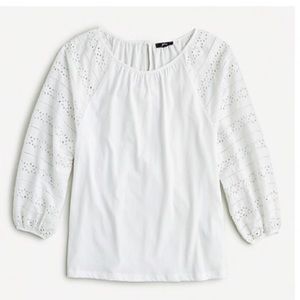 NWT J.Crew Long- Sleeve Eyelet Top